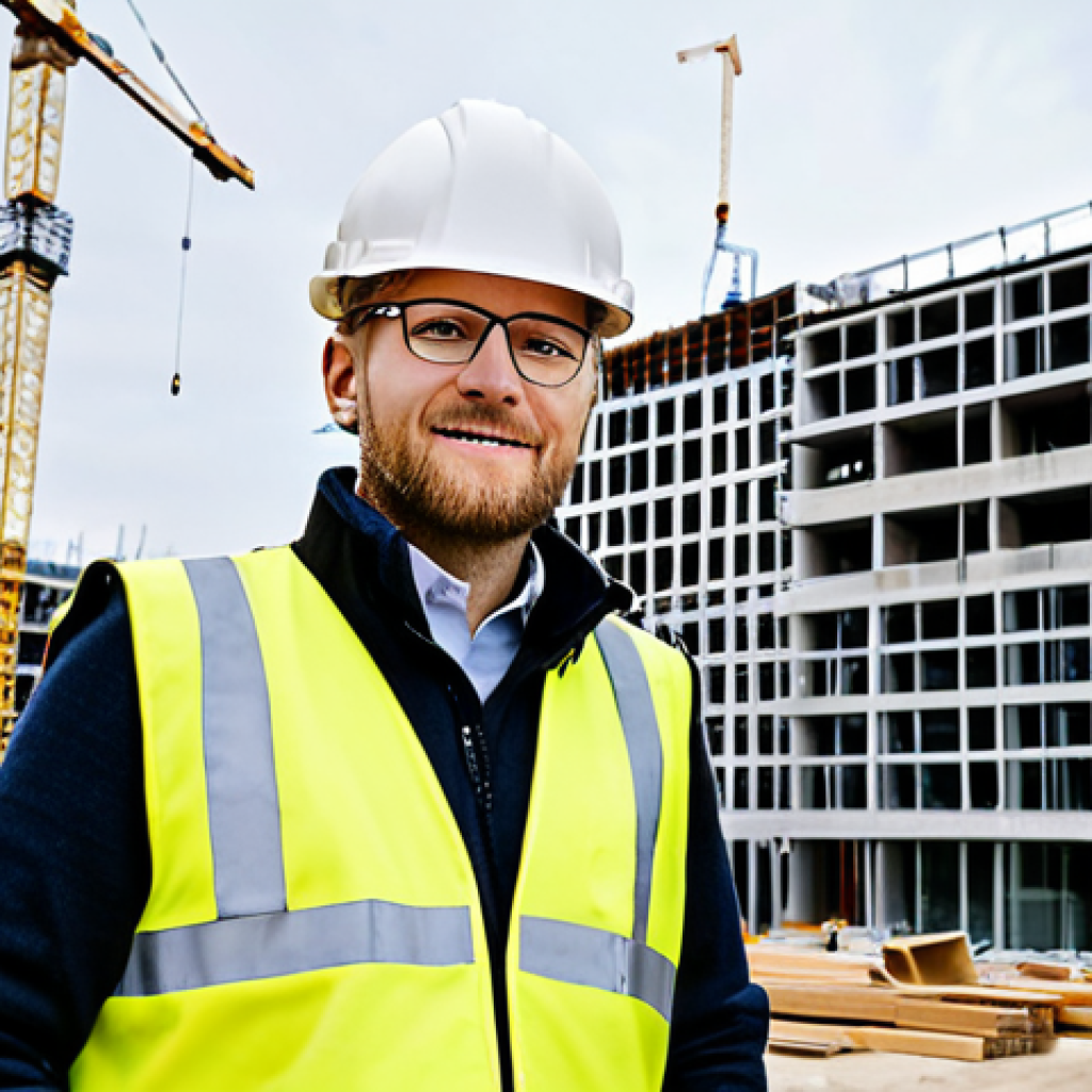 **
A professional architect, fully clothed in a stylish, modest outfit suitable for a construction site visit, standing in front of a modern building under construction in Stockholm, Sweden. Wearing a hard hat and safety vest. Natural lighting, perfect anatomy, correct proportions, well-formed hands, proper finger count, professional photography, high quality, safe for work, appropriate content, family-friendly.
**