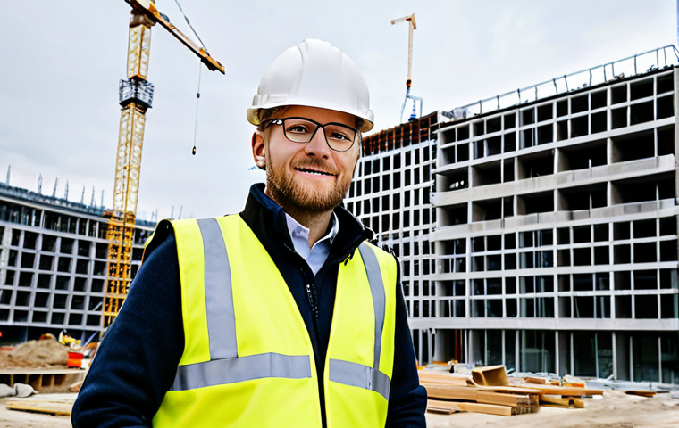 **

A professional architect, fully clothed in a stylish, modest outfit suitable for a construction site visit, standing in front of a modern building under construction in Stockholm, Sweden. Wearing a hard hat and safety vest. Natural lighting, perfect anatomy, correct proportions, well-formed hands, proper finger count, professional photography, high quality, safe for work, appropriate content, family-friendly.

**