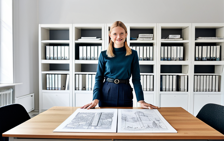 **
"A professional architect, fully clothed in a stylish yet modest business casual outfit (think Scandinavian design influences - muted colors, clean lines), standing in a bright, modern architectural office in Stockholm, Sweden. Sketches and blueprints are visible on a nearby table. Safe for work, appropriate content, perfect anatomy, correct proportions, natural pose, well-formed hands, proper finger count, professional, modest, family-friendly, high quality."
**