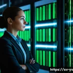 사례 분석  암호화 프로토콜의 실패 사례 - **Prompt:** A cybersecurity professional, a woman in her late 30s with a focused expression, stands ...